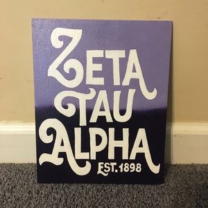 8x10 Zeta Tau Alpha purple ombré canvas